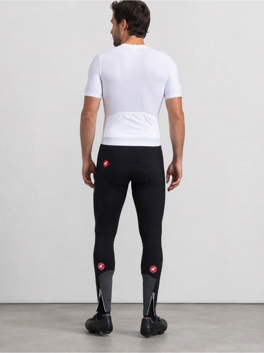 Pactimo Men’s Fleece Lined Cycling Tights Pants Black Full Length Zip Ankle Pock
